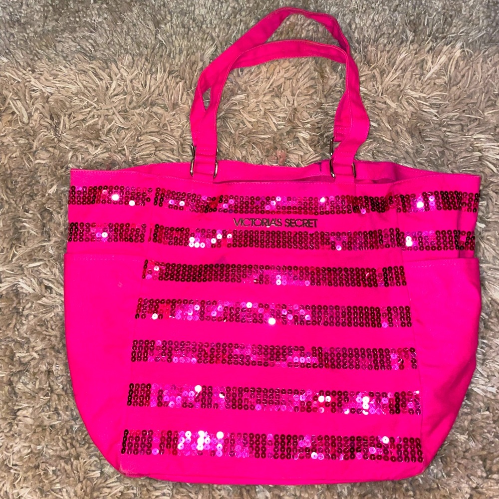 Victoria’s Secret pink sequin tote bag